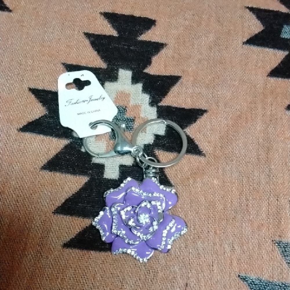 Fashion Jewelry Lavender Camellia Flower Keychain/Bag Charm